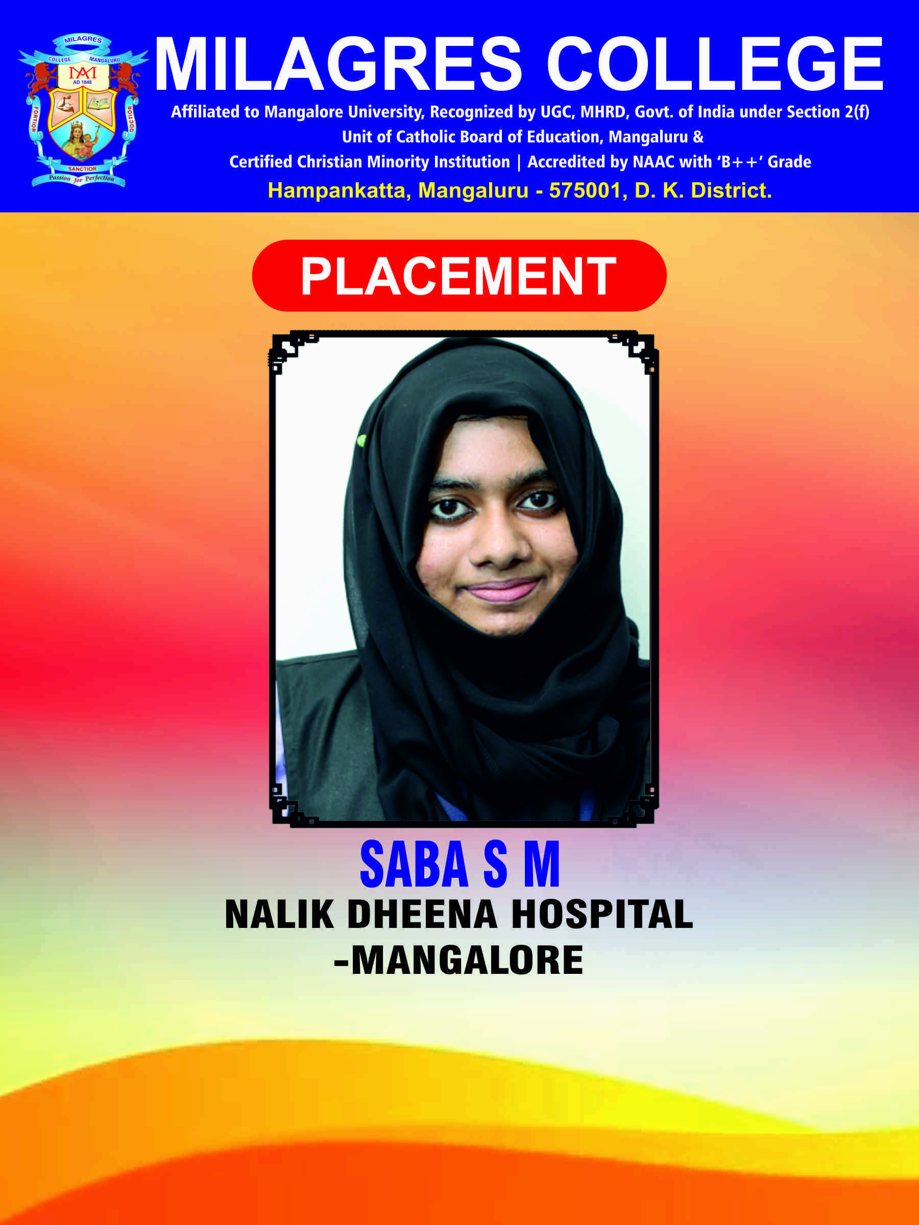 Successfully placed student